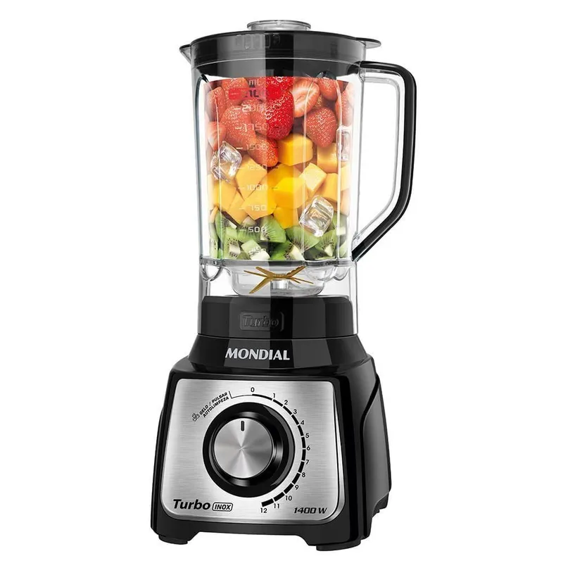 Liquidificador Mondial L-1400-LT Turbo Inox 1400W 2,1L 12 Velocida 110V