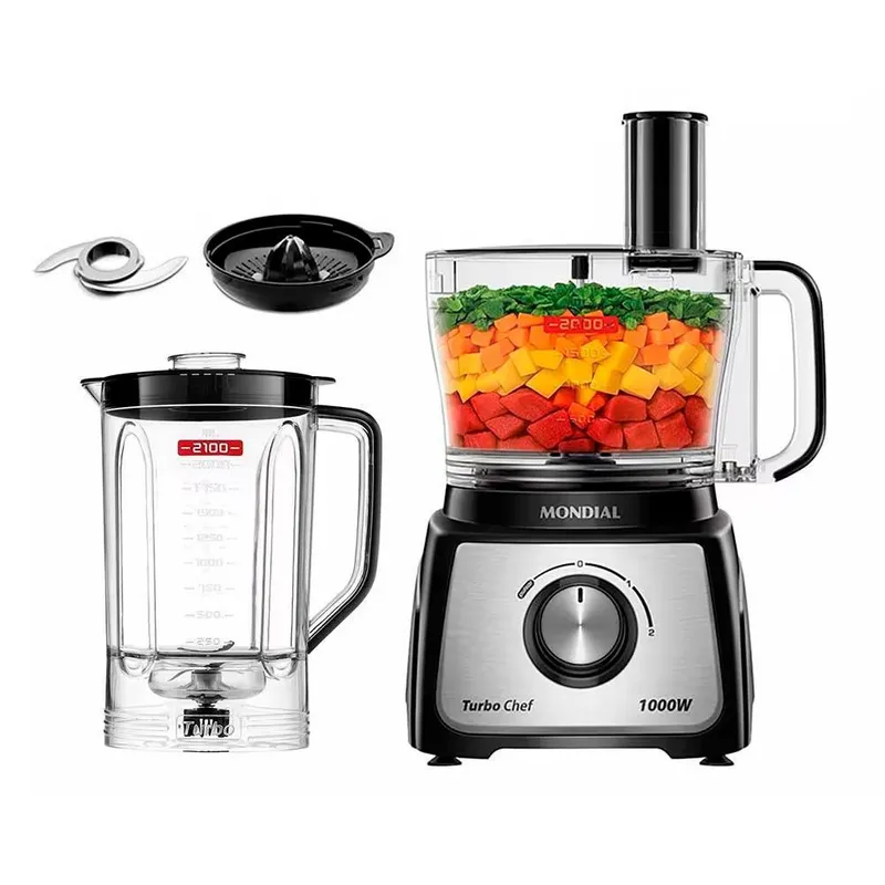 Multiprocessador Mondial MPN-02-BE 2 em 1 2 Velocidades 1000W San Cristal Preto 110V