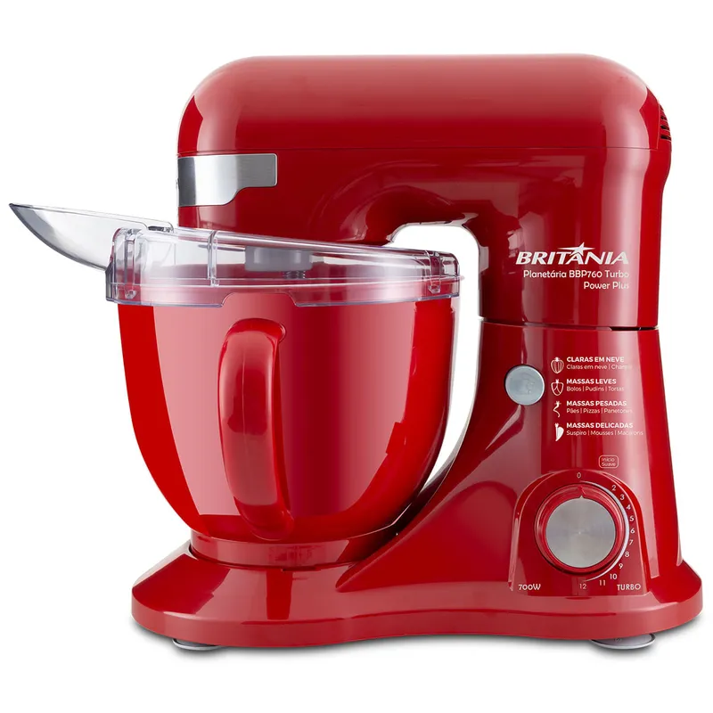 Batedeira Planetaria Britania BBP760VMW Turbo Vermelha 110V