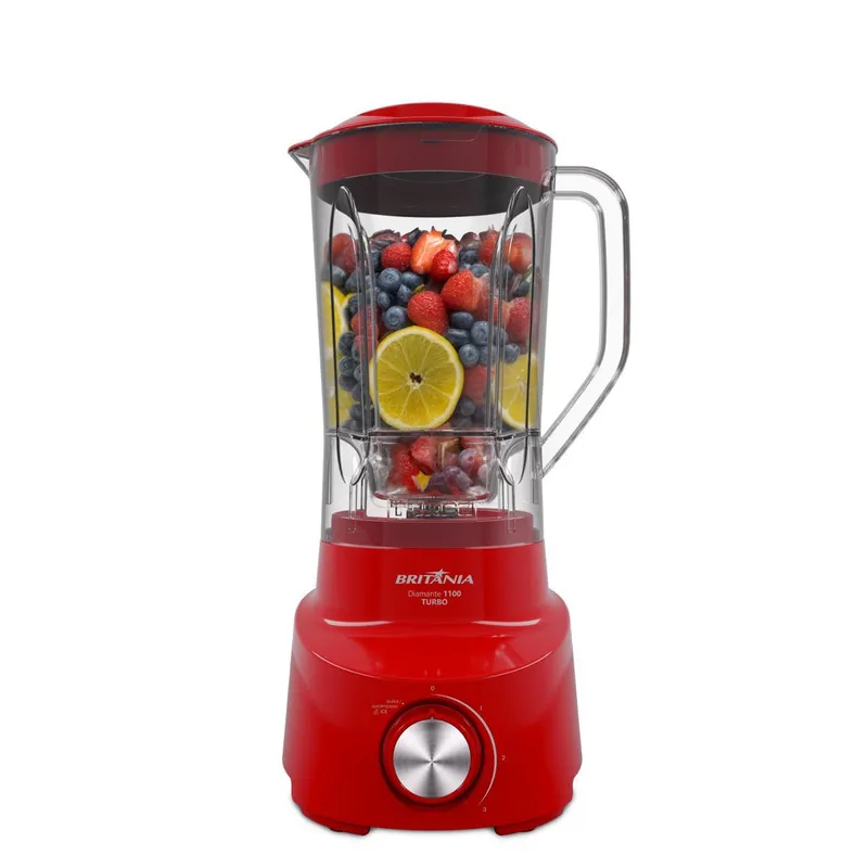 Liquidificador Britânia 2,6L 4 Velocidades Diamante 1100 Vermelho
