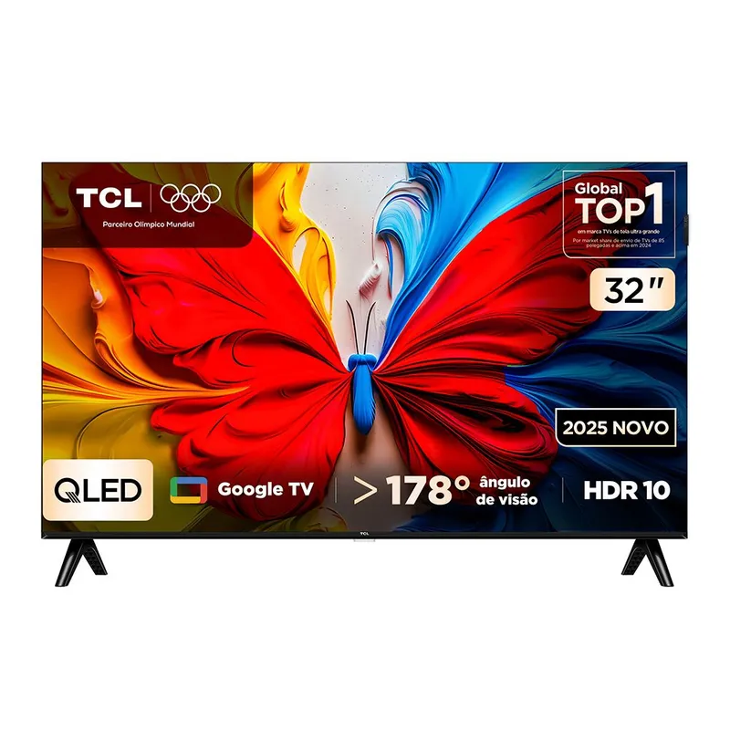 Smart TV TCL QLED Full HD 32" com Google TV Dolby Audio e Wi-Fi Bivolt