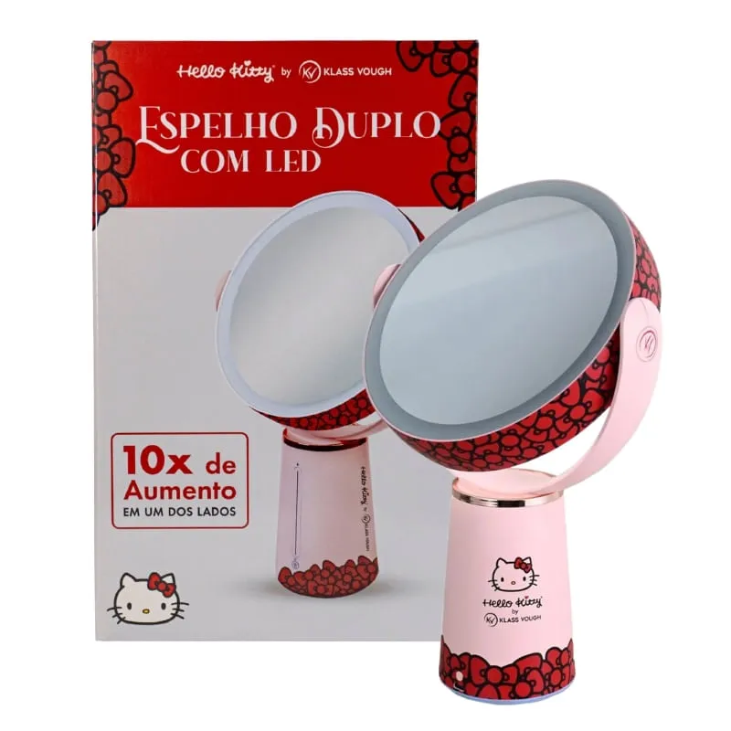 Espelho Led Dupla Face Hello Kitty com 10x de Aumento e Base de Ap Bivolt