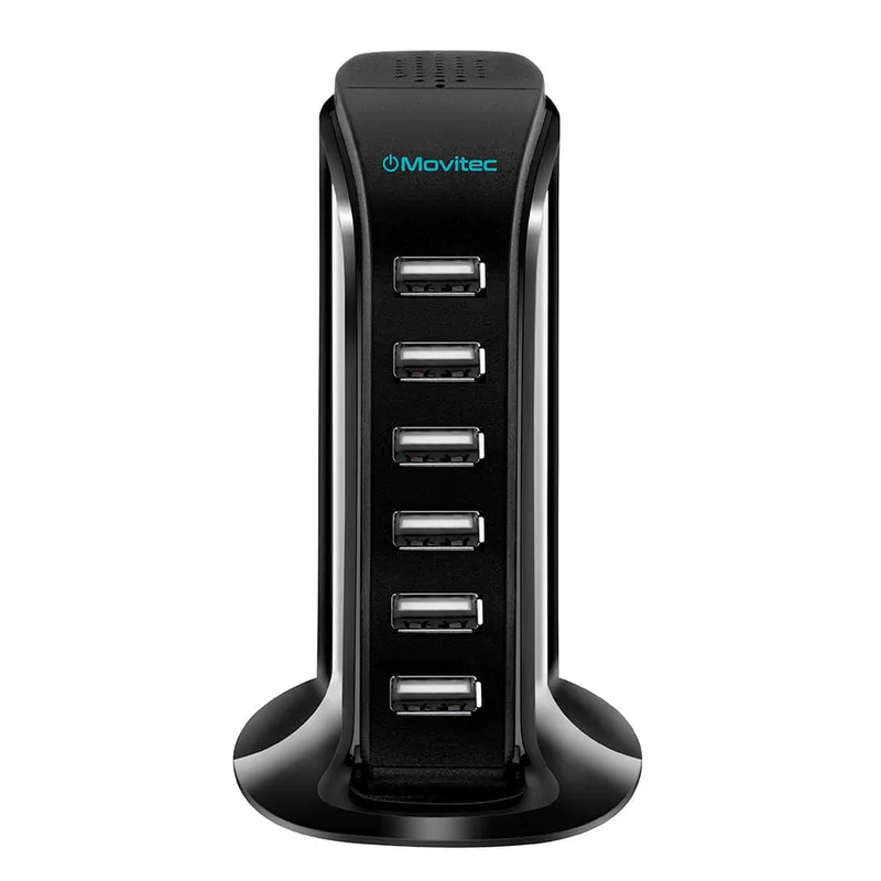 Hub Carregador 6 Portas USB Movitec Preto HB-01 Bivolt