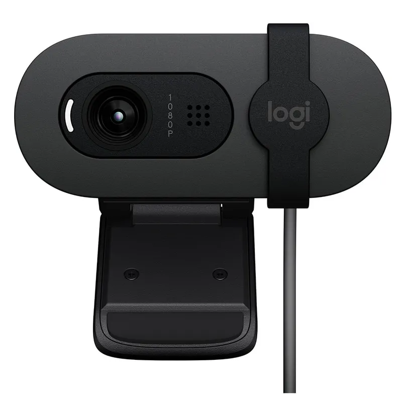 Webcam FullHD Logitech Brio 100 com Microfone Integrado, Proteção Bivolt